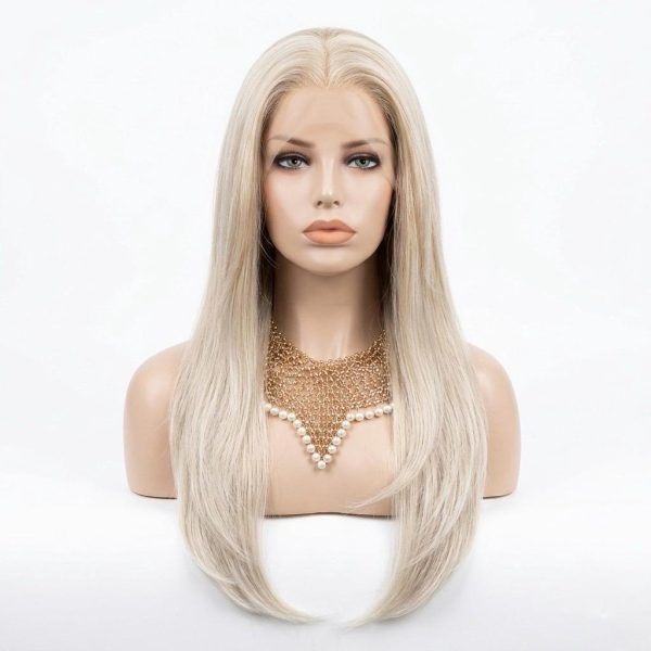 24 Inch Icy Vanilla Blonde Shadow Root HD Lace Straight Wig