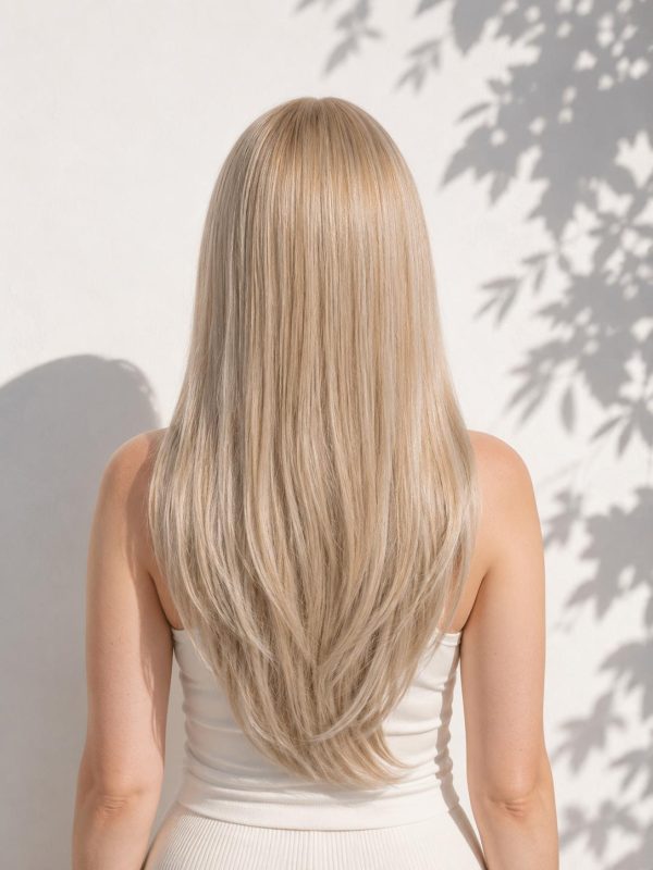 24 Inch Icy Vanilla Blonde Shadow Root HD Lace Straight Wig