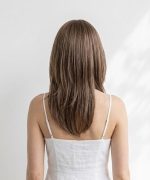 18 Inch Dark Chocolate Brown Straight Wig with Caramel Highlights
