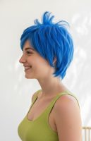 Vibrant Blue Layered Pixie Cut Wig with Side-Swept Bangs