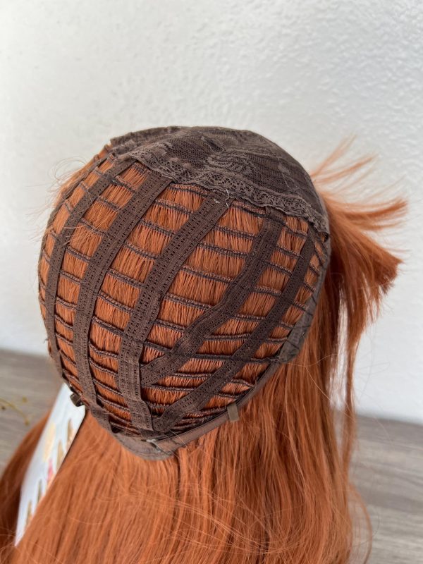 26 Inch Warm Copper Auburn Brown Long Layered Wig with Bangs