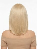 14 Inch Golden Blonde Layered Bob Wig with Wispy Bangs