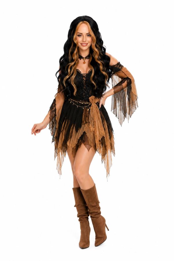 Black and Copper Orange Highlight Long Wavy Wig with Curtain Bangs
