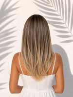 19 Inch Ash Brown to Beige Blonde Balayage Layered Straight Wig